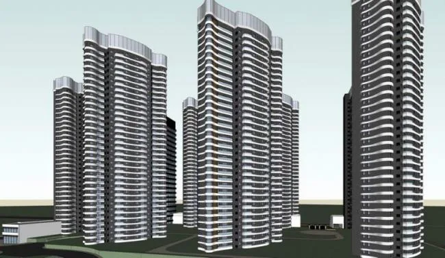 Sketchup住宅模型|高层住宅和办公楼，现代风格