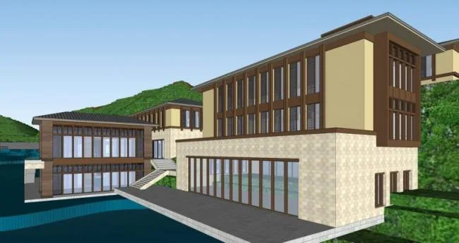 Sketchup酒店模型|多层度假酒店，新中式风格