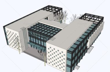 Sketchup文化模型|多层档案馆，图书馆，博物馆，新中式风格，文化建筑-BIM建筑网