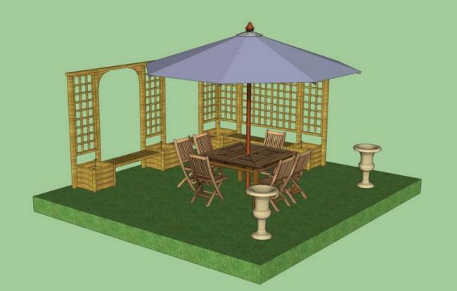 Sketchup素材模型|阳伞座椅椅子组合su模型素材组件