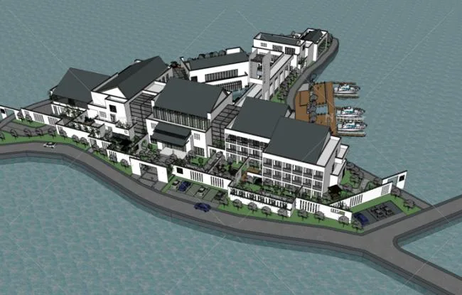 Sketchup商业模型|多层徽派新会所，中式风格，商业建筑