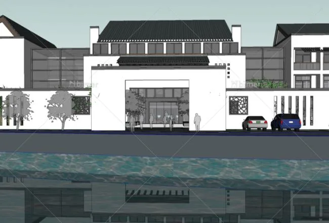 Sketchup商业模型|多层徽派新会所，中式风格，商业建筑