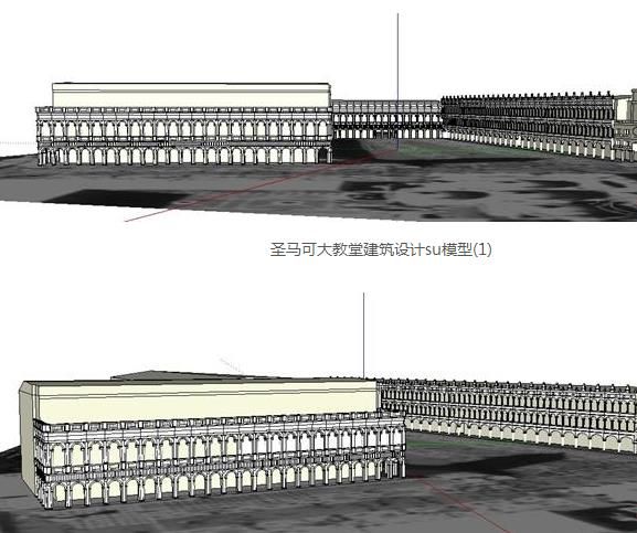 Sketchup文化模型|多层教堂，圣马可大教堂，古典风格