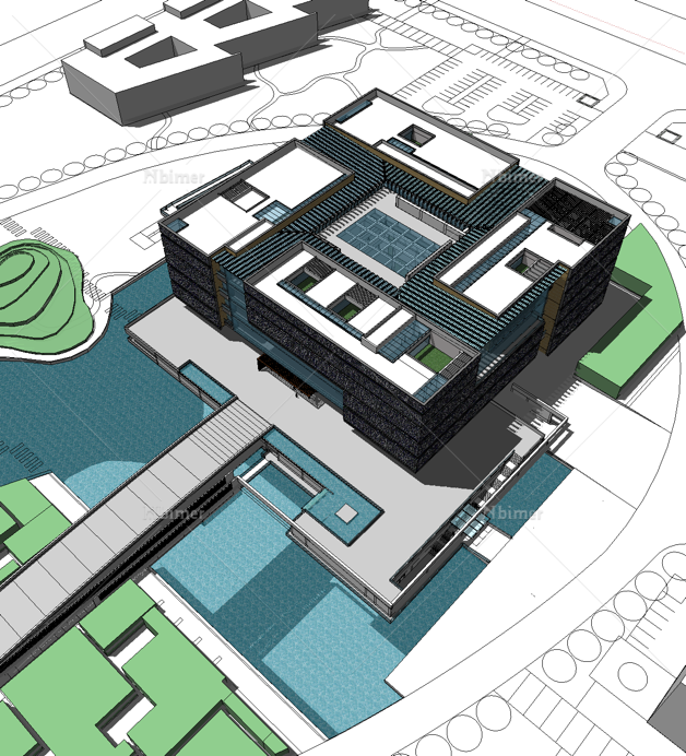 Sketchup文化模型|多层博物馆展览馆，分层，文化建筑，现代风格