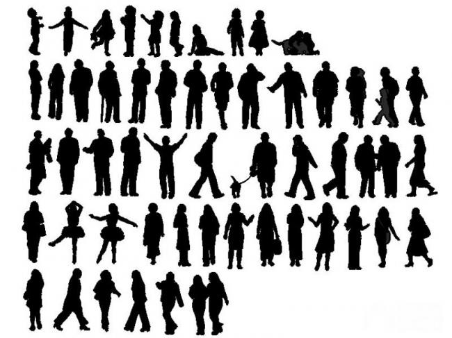 Sketchup素材模型|2D无彩轮廓人物素材，建筑模型组件素材