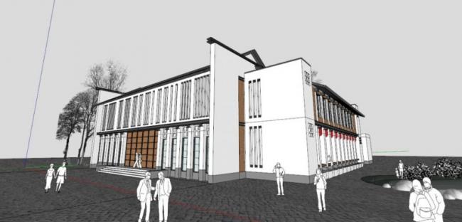 Sketchup文化模型|多层活动中心，文化建筑，现代风格