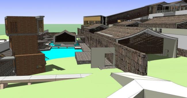 Sketchup酒店模型|多层旅馆，现代风格