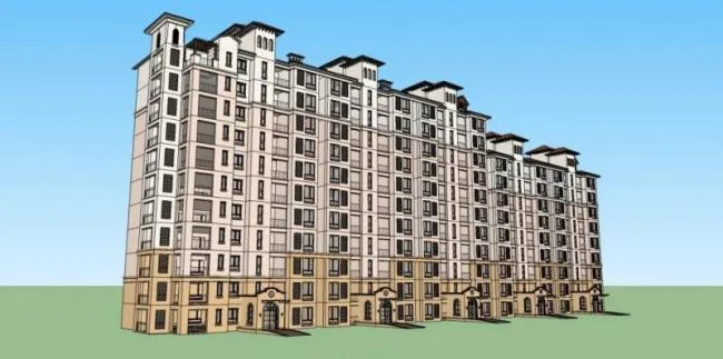 Sketchup住宅模型|高层住宅，居住建筑，西班牙风格，古典风格