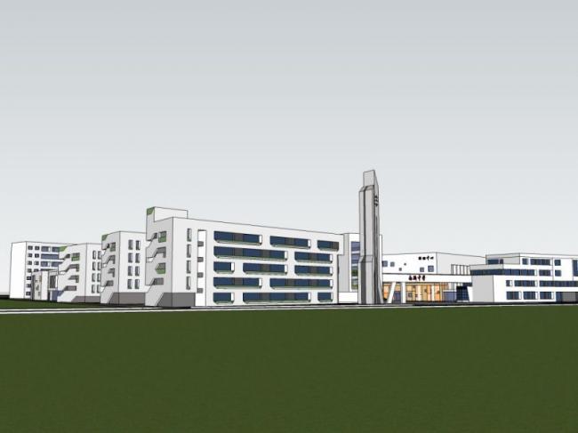 Sketchup学校模型|多层学校中学，校园教育建筑，现代风格