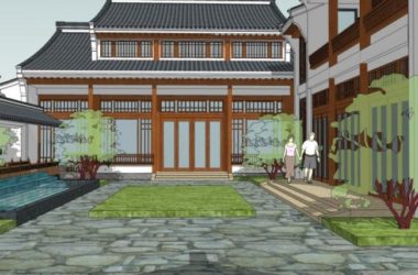 Sketchup商业模型|多层会所，现代中式风格-BIM建筑网