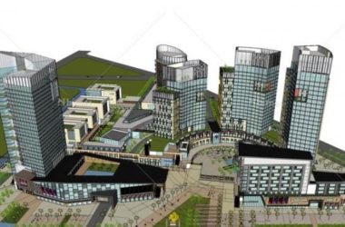 Sketchup综合体模型|多高层城市综合体，现代风格-BIM建筑网