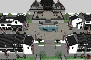 Sketchup商业模型|多层商业街，中式风格-BIM建筑网