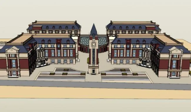 Sketchup学校模型|多层学校，校园教育建筑，欧式风格，古典风格