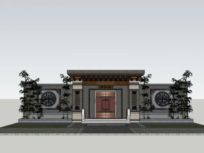 Sketchup小品模型|门头，中式风格，小品，大门