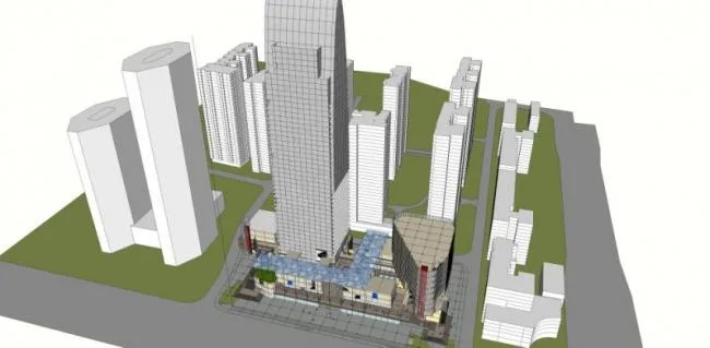 Sketchup综合体模型|超高层综合体，现代风格
