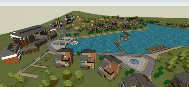 Sketchup景观模型|滨水景观，住宅景观，现代风格