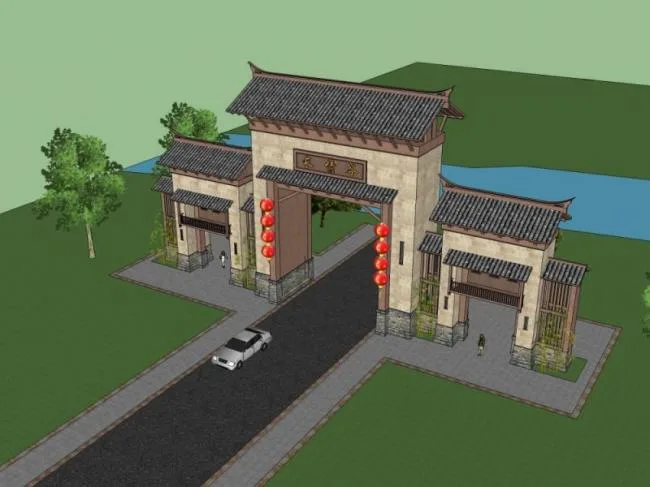 Sketchup小品模型|城门，中式风格，小品