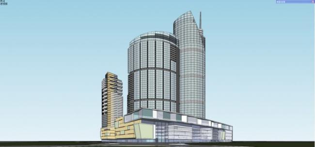 Sketchup综合体模型|超高层综合体，现代风格