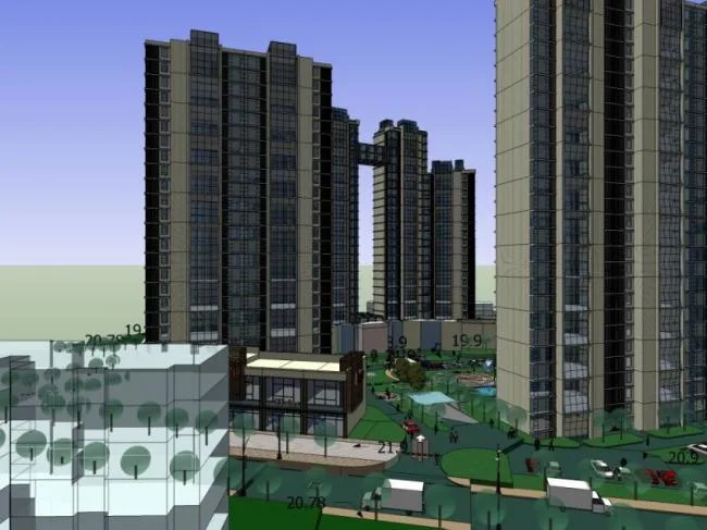 Sketchup住宅模型|高层住宅，居住建筑，现代风格
