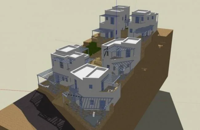 Sketchup住宅模型|多层坡地住宅区，地中海风格