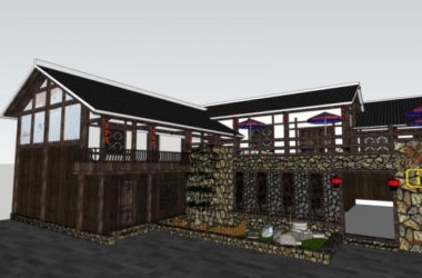 Sketchup商业模型|游客中心，中式风格-BIM建筑网