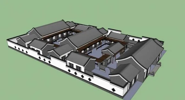 Sketchup住宅模型|四合院，中式风格