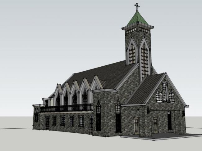 Sketchup文化模型|多层教堂，文化建筑，古典风格