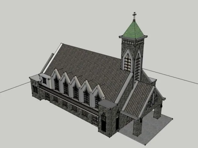 Sketchup文化模型|多层教堂，文化建筑，古典风格