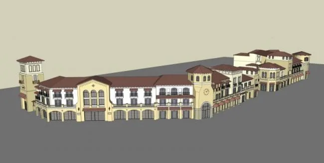 Sketchup商业模型|多层商业街，欧式西班牙，古典风格