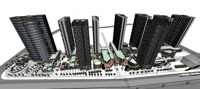 Sketchup综合体模型|高层商业综合体，现代风格