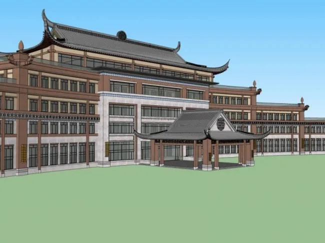 Sketchup酒店模型|多层酒店，中式风格