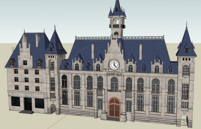 Sketchup酒店模型|多层酒店，法式古典风格