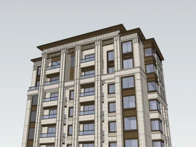 Sketchup住宅模型|高层住宅，居住建筑，古典风格