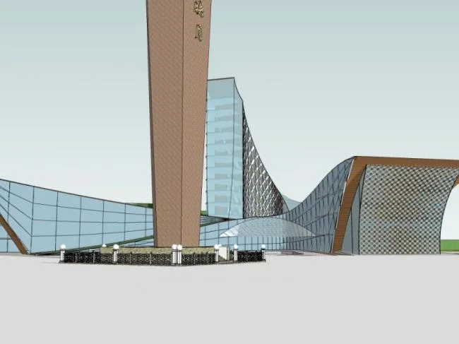 Sketchup文化模型|多层展览馆，文化建筑，现代风格