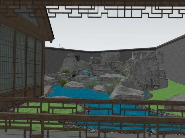 Sketchup景观模型|四合院景观，中式风格