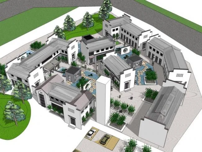 Sketchup商业模型|多层会所，中式风格