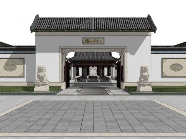 Sketchup住宅模型|园林，中式风格