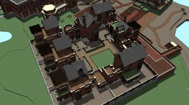 Sketchup学校模型|多层小学学校，校园教育建筑，英式风格，古典风格