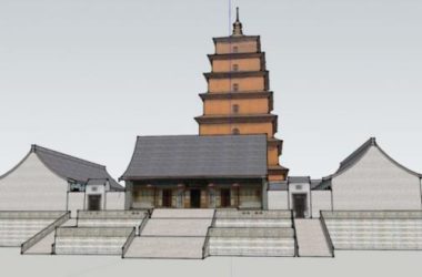 Sketchup古建筑模型|多层寺庙古庙院落，中式风格，古建-BIM建筑网