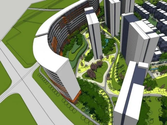 Sketchup景观模型|住宅景观，小区景观，现代风格