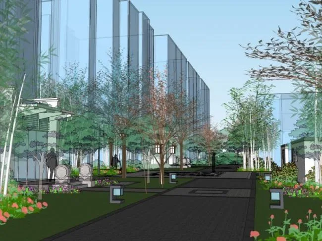 Sketchup景观模型|庭院景观，新中式风格