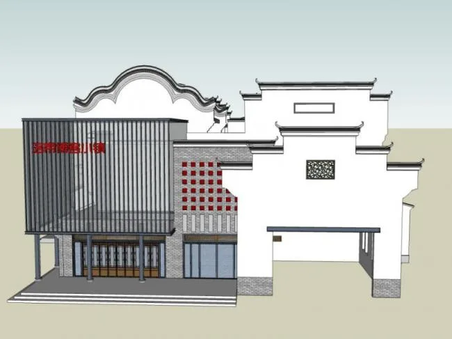 Sketchup商业模型|多层商业街，中式风格