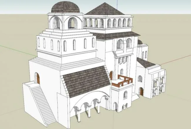 Sketchup文化模型|多层活动中心，希腊，文化建筑，古典风格