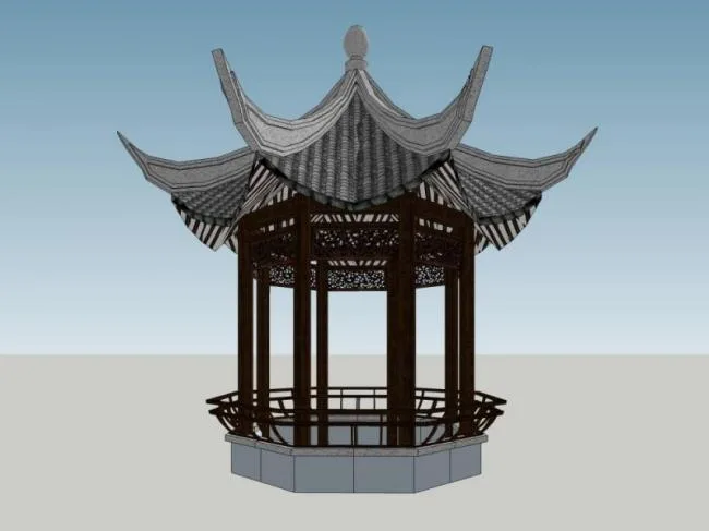 Sketchup小品模型|亭子，中式风格，小品