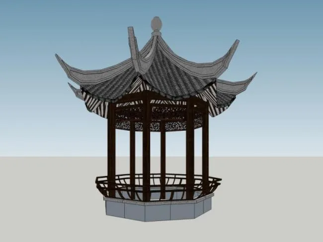 Sketchup小品模型|亭子，中式风格，小品