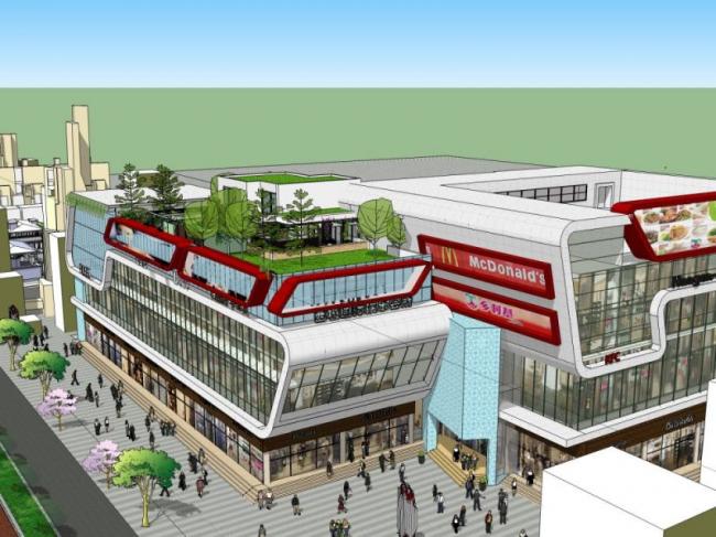 Sketchup商业模型|多层商业，现代风格