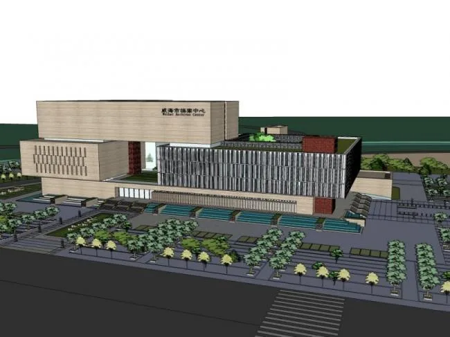 Sketchup文化模型|多层档案馆，文化建筑，现代风格