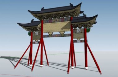 Sketchup古建筑模型|牌楼，古建，中式风格-BIM建筑网