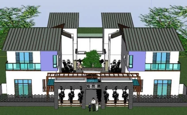 Sketchup住宅模型|合院，中式风格