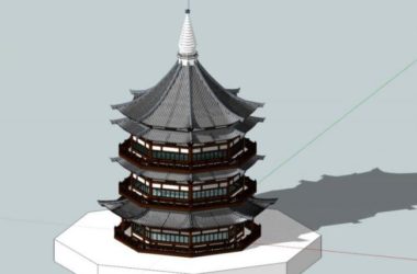 Sketchup古建筑模型|多层八角阁，古建，中式风格-BIM建筑网
